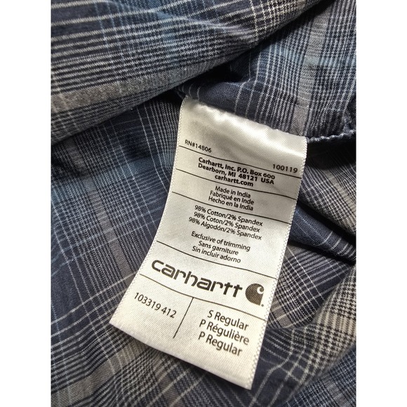 Carhartt Shirt Mens Small Pearl Snap Plaid Relaxed Fit Workwear 103319412 Work - Picture 10 of 12